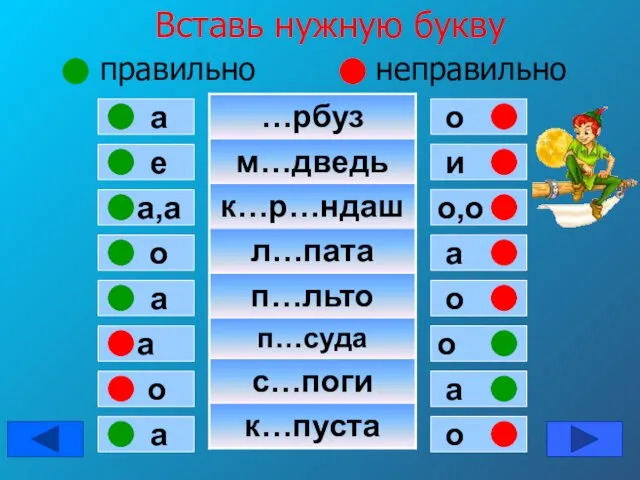 Вставь нужную букву правильно неправильно е а а,а о а