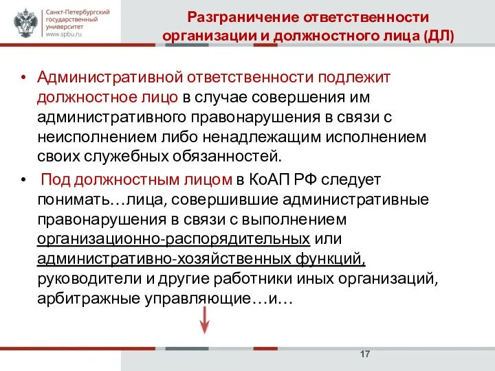 фото ото фото Разграничение ответственности организации и должностного лица (ДЛ)