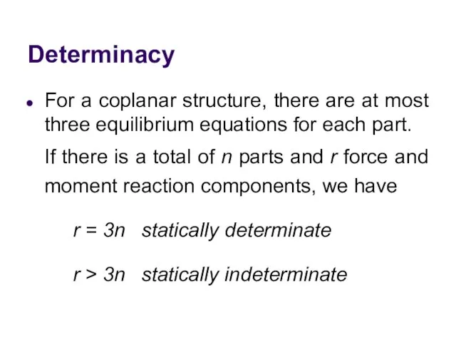 Determinacy For a coplanar structure, there are at most three
