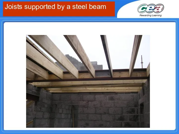 Joists supported by a steel beam