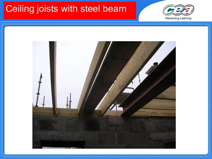 Ceiling joists with steel beam