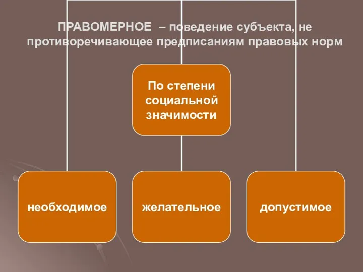 ПРАВОМЕРНОЕ – поведение субъекта, не противоречивающее предписаниям правовых норм