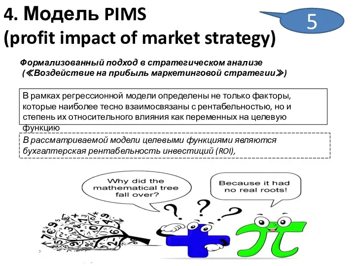 4. Модель PIMS (profit impact of market strategy) Формализованный подход