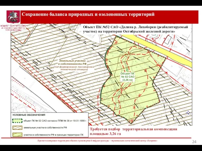 Сохранение баланса природных и озелененных территорий Объект ПК №52 САО