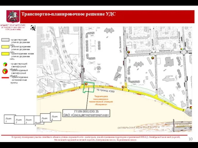 Транспортно-планировочное решение УДС К проекту планировки участка линейного объекта улично-дорожной