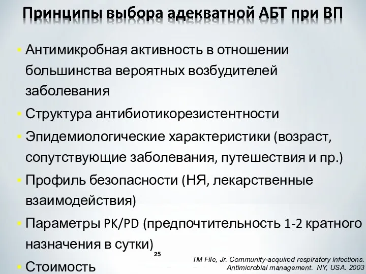 Антимикробная активность в отношении большинства вероятных возбудителей заболевания Структура антибиотикорезистентности