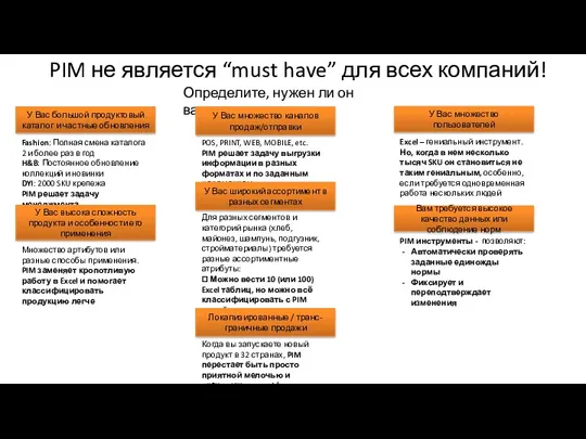 PIM не является “must have” для всех компаний! Определите, нужен