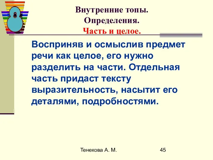 Тенекова А. М. Внутренние топы. Определения. Часть и целое. Восприняв