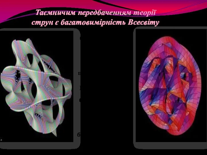 Таємничим передбаченням теорії струн є багатовимірність Всесвіту Самоорганізація пов'язана не