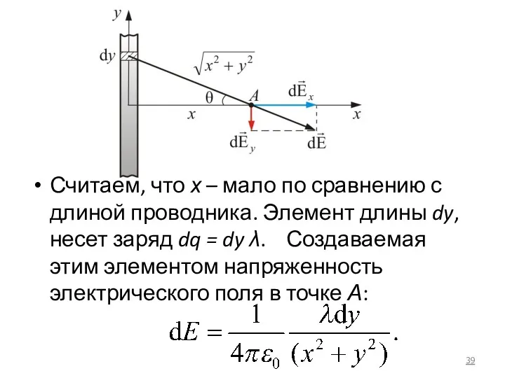 Считаем, что х – мало по сравнению с длиной проводника.