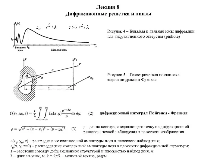 Лекция 8 Дифракционные решетки и линзы Рисунок 4 – Ближняя