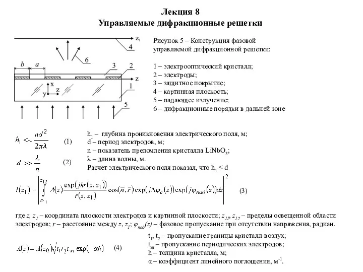 Лекция 8 Управляемые дифракционные решетки Рисунок 5 – Конструкция фазовой