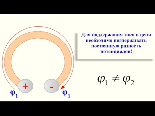 φ1 φ1 Для поддержания тока в цепи необходимо поддерживать постоянную