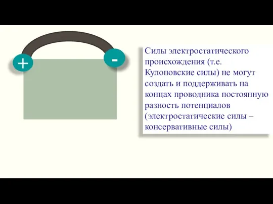 Силы электростатического происхождения (т.е. Кулоновские силы) не могут создать и