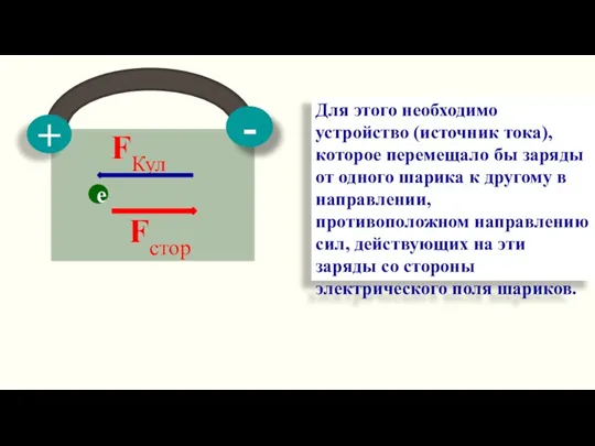 Для этого необходимо устройство (источник тока), которое перемещало бы заряды