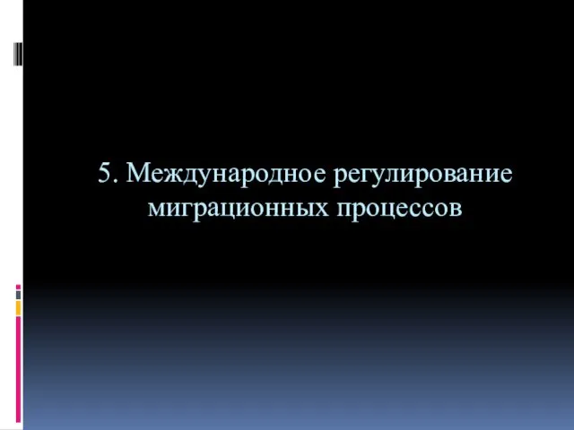 5. Международное регулирование миграционных процессов