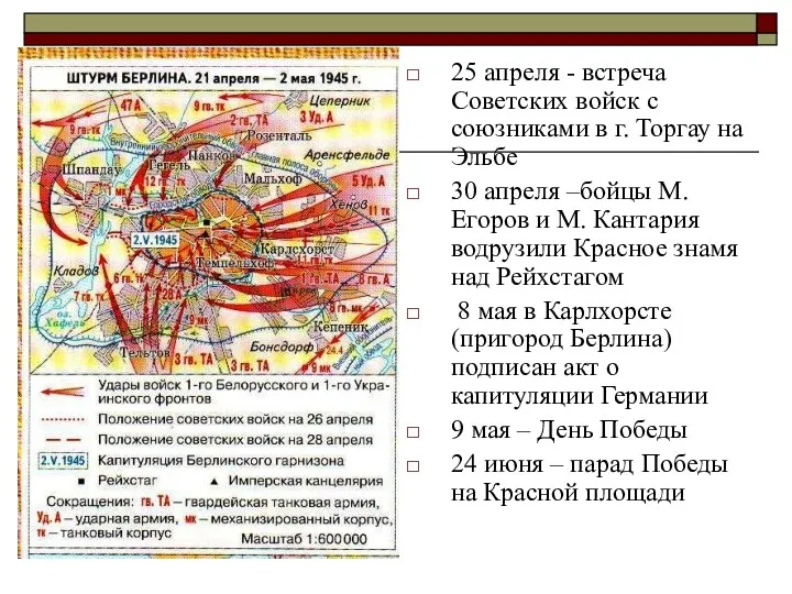 25 апреля - встреча Советских войск с союзниками в г.