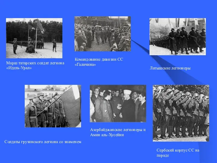 Сербский корпус СС на параде Азербайджанские легионеры и Амин аль-Хусейни Солдаты грузинского легиона