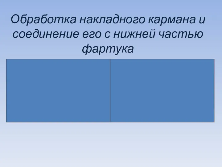 Обработка накладного кармана и соединение его с нижней частью фартука Я ЗНАЮ… Я ХОЧУ УЗНАТЬ…