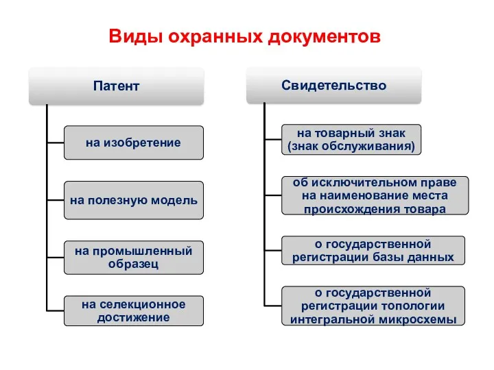 Виды охранных документов