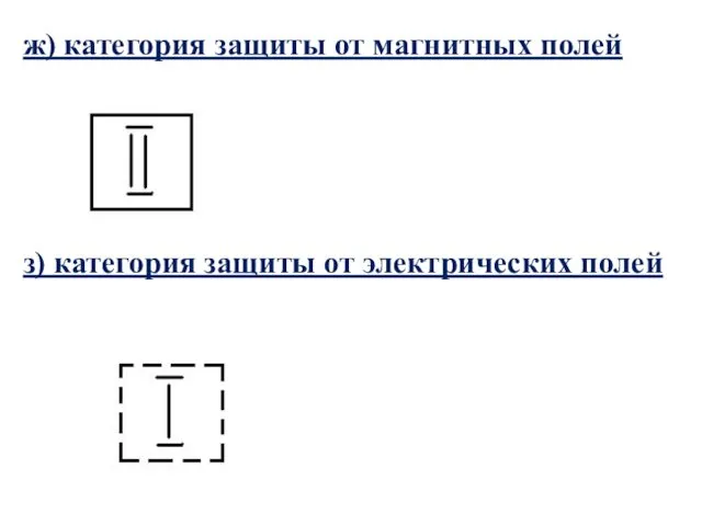 ж) категория защиты от магнитных полей з) категория защиты от электрических полей