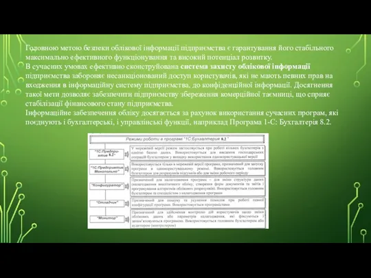 Головною метою безпеки облікової інформації підприємства є гарантування його стабільного