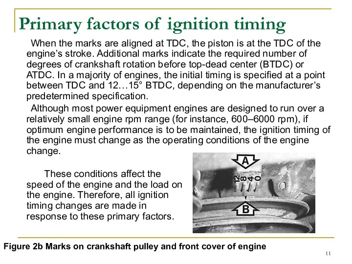 When the marks are aligned at TDC, the piston is