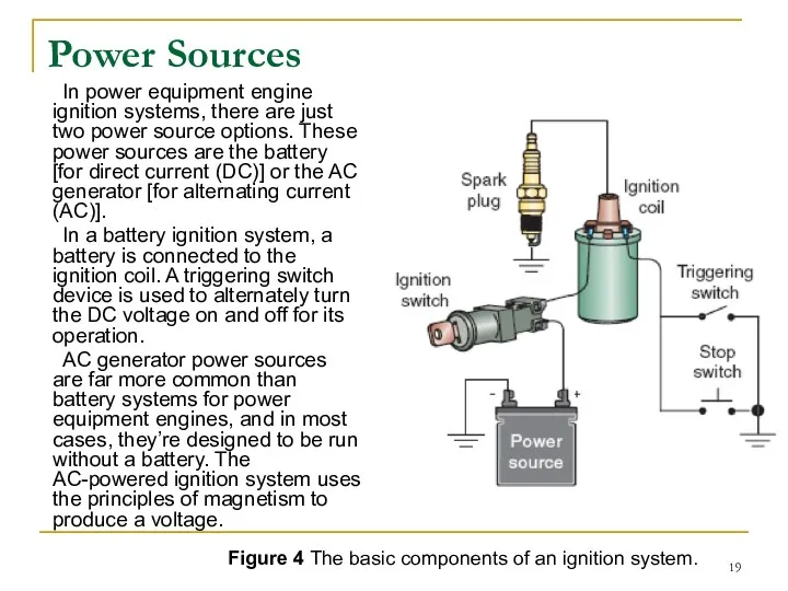 Power Sources In power equipment engine ignition systems, there are