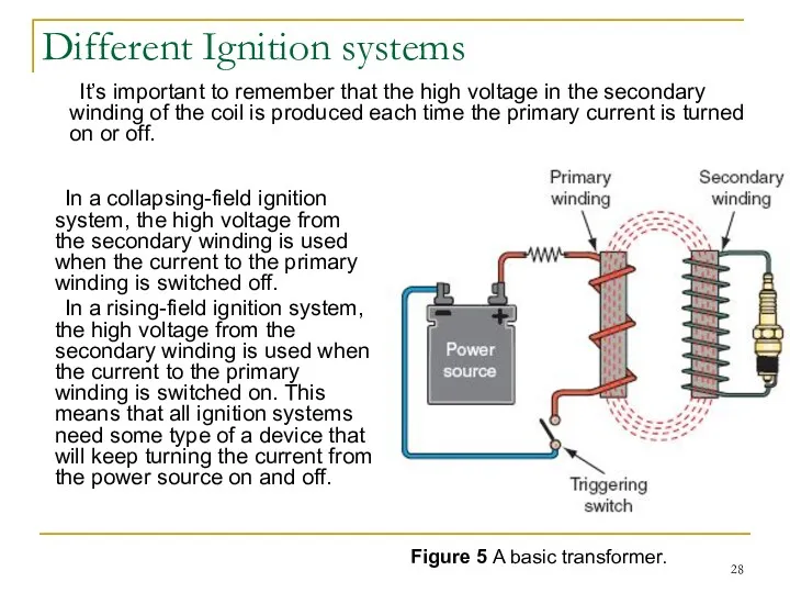 Different Ignition systems In a collapsing-field ignition system, the high