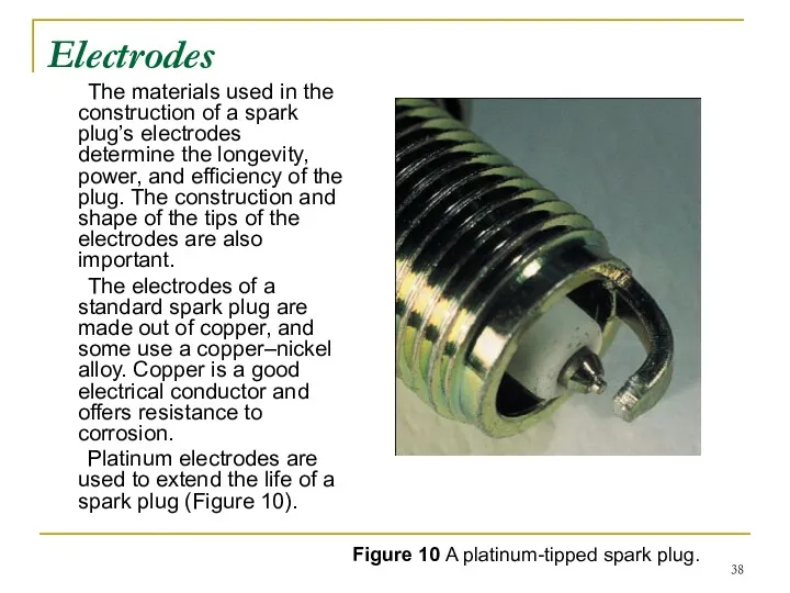 Electrodes The materials used in the construction of a spark