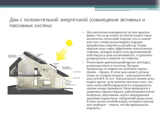 Дом с положительной энергетикой (совмещение активных и пассивных систем) Эта