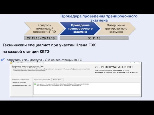 27.11.18 - 29.11.18 30.11.18 Процедура проведения тренировочного экзамена Технический специалист