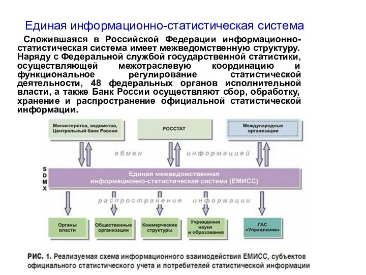Единая информационно-статистическая система Сложившаяся в Российской Федерации информационно-статистическая система имеет межведомственную структуру. Наряду