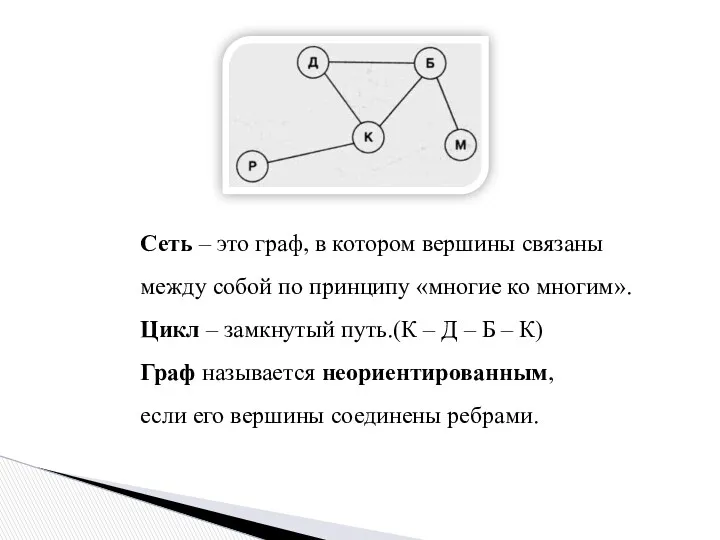 Сеть – это граф, в котором вершины связаны между собой по принципу «многие