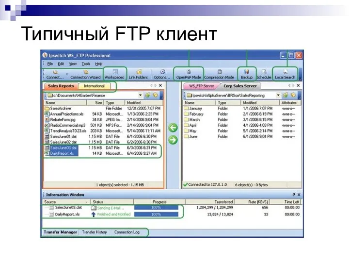 Типичный FTP клиент