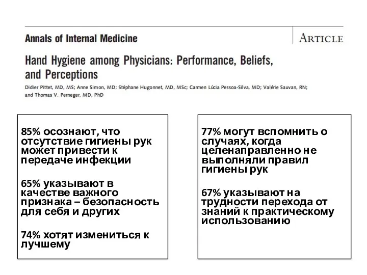 85% осознают, что отсутствие гигиены рук может привести к передаче