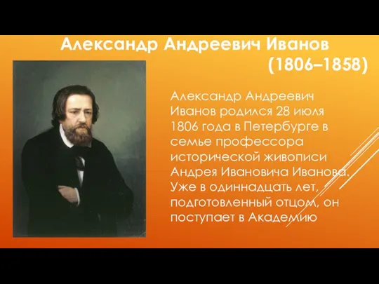 Александр Андреевич Иванов (1806–1858) Александр Андреевич Иванов родился 28 июля 1806 года в