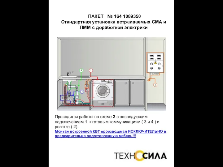 ПАКЕТ № 164 1089350 Стандартная установка встраиваемых СМА и ПММ c доработкой электрики