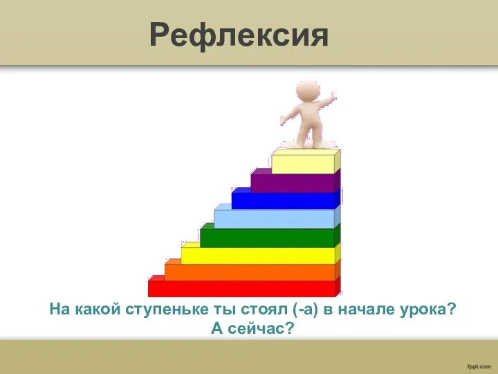 Рефлексия На какой ступеньке ты стоял (-а) в начале урока? А сейчас?