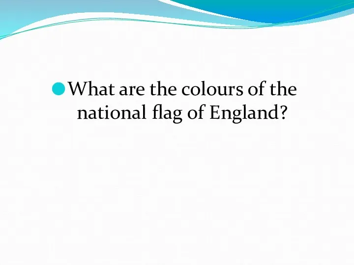 What are the colours of the national flag of England?