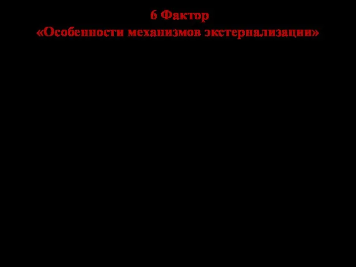 6 Фактор «Особенности механизмов экстернализации»