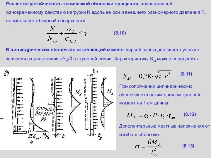 Расчет на устойчивость конической оболочки вращения, подверженной одновременному действию нагрузки