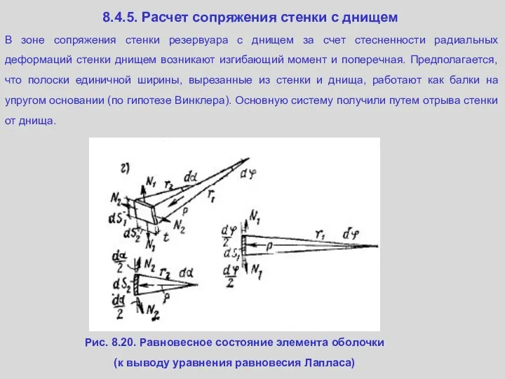 8.4.5. Расчет сопряжения стенки с днищем В зоне сопряжения стенки