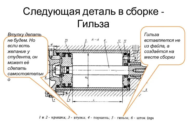 Следующая деталь в сборке - Гильза Втулку делать не будем.