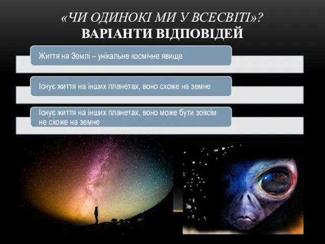 «ЧИ ОДИНОКІ МИ У ВСЕСВІТІ»? ВАРІАНТИ ВІДПОВІДЕЙ