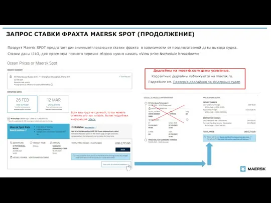 ЗАПРОС СТАВКИ ФРАХТА MAERSK SPOT (ПРОДОЛЖЕНИЕ) | Продукт Maersk SPOT