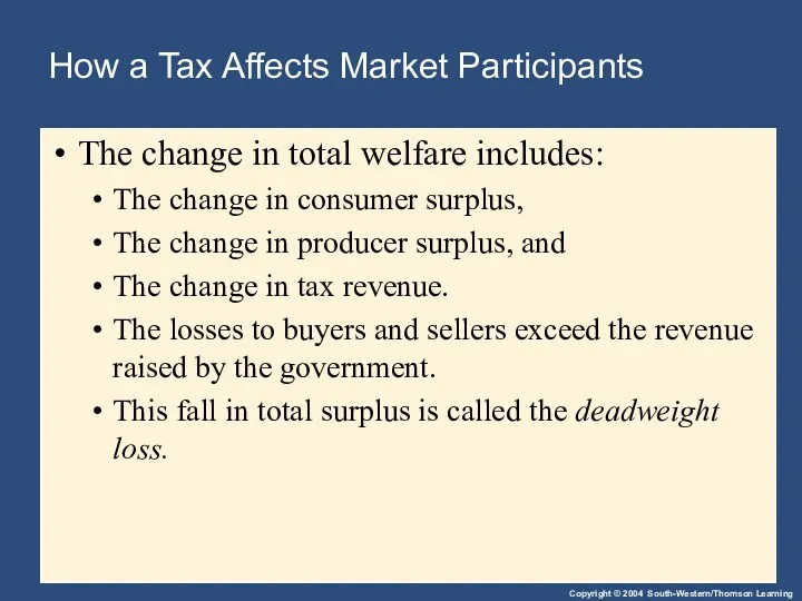 How a Tax Affects Market Participants The change in total