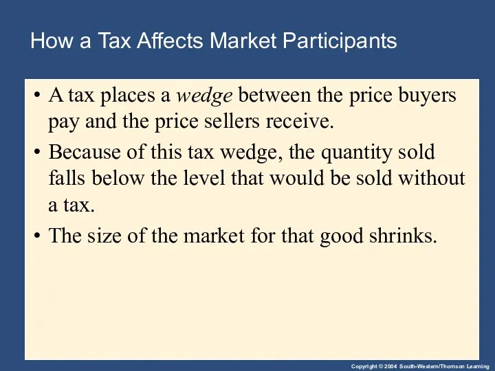 How a Tax Affects Market Participants A tax places a