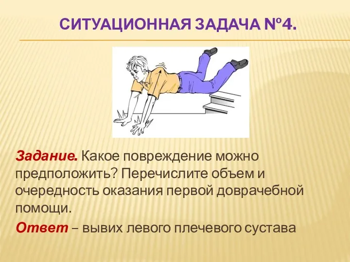 СИТУАЦИОННАЯ ЗАДАЧА №4. Задание. Какое повреждение можно предположить? Перечислите объем