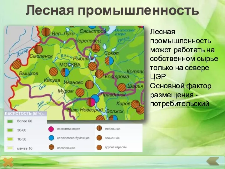 Лесная промышленность Лесная промышленность может работать на собственном сырье только